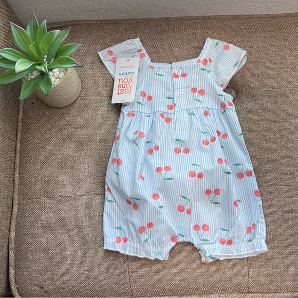 NWT Baby Girls Cherries Romper Just One You - Picture 3 of 10